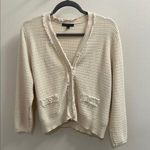 Adrianna Papell Cream Textured Cardigan